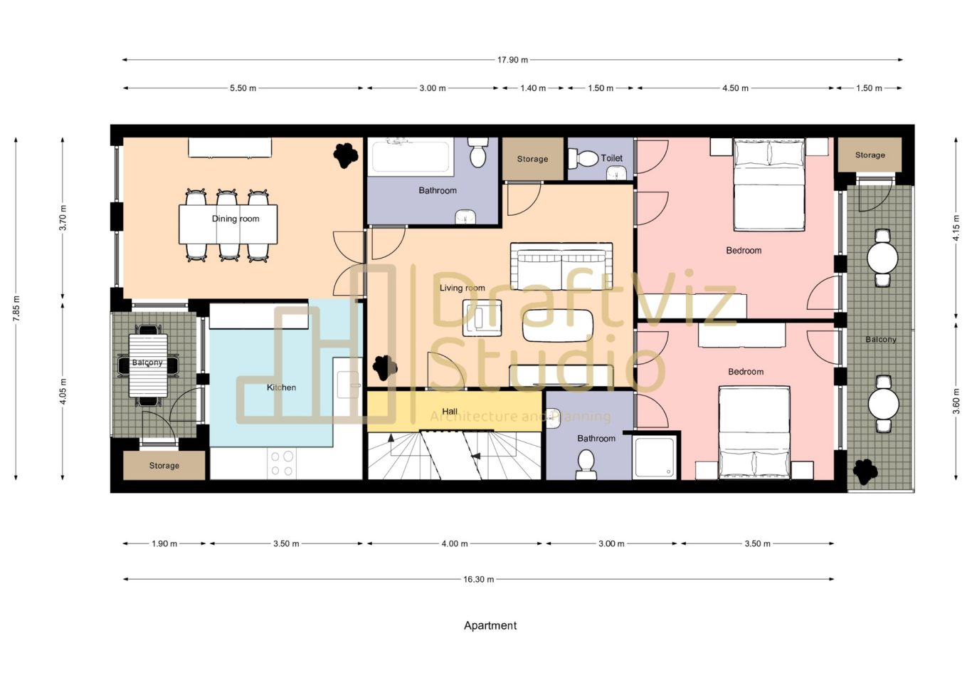 2D Floorplan Floor plan of a house featuring rooms including a living area, kitchen, and bedrooms.
